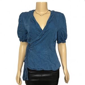 Old Navy Denim Blue Wrap Blouse
